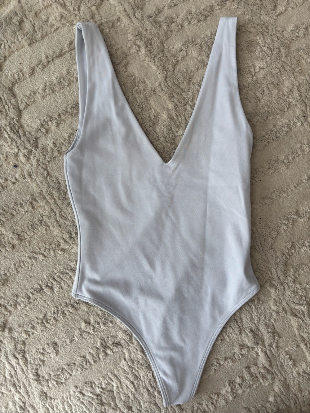 Aritzia Light Blue V-Neck Contour Bodysuit